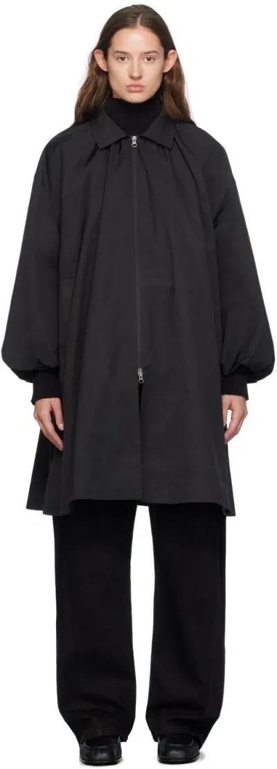 Amomento Black Shirring Dress Coat