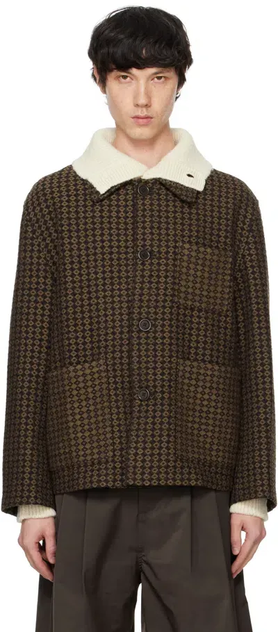 Amomento Brown Jacquard Pocket Jacket