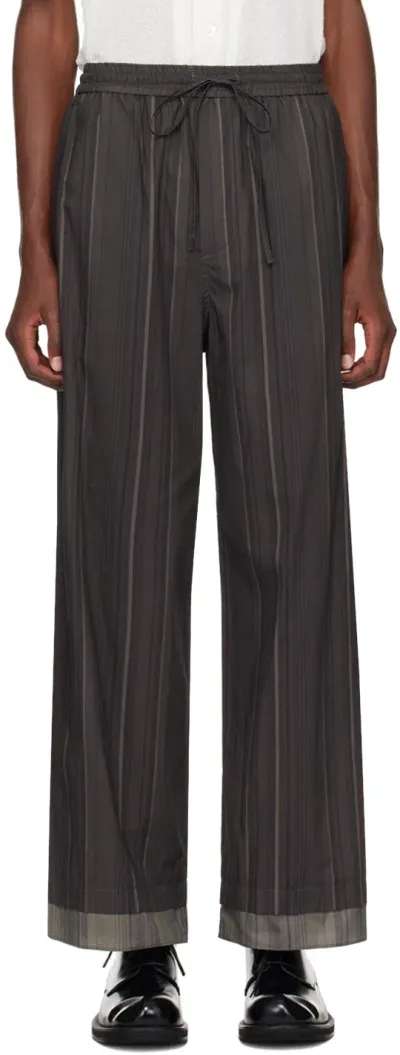 Amomento Brown Stripe Drawstring Trousers