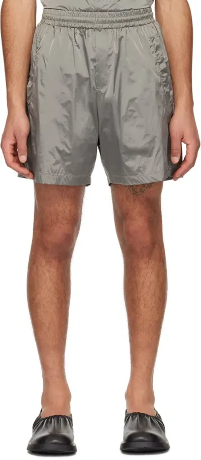 Amomento Gray Banding Shorts In Grey