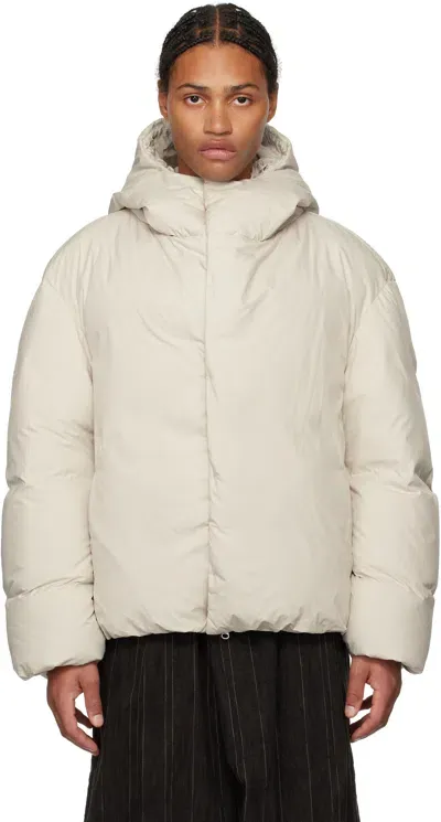 Amomento Off-white Hooded Down Puffer Jacket In Ecru