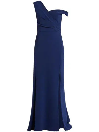 Amsale Asymmetric-neck Gown In Blau