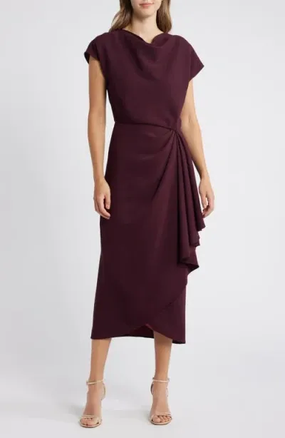 Amsale Cowl Neck Tulip Cocktail Dress In Ruby