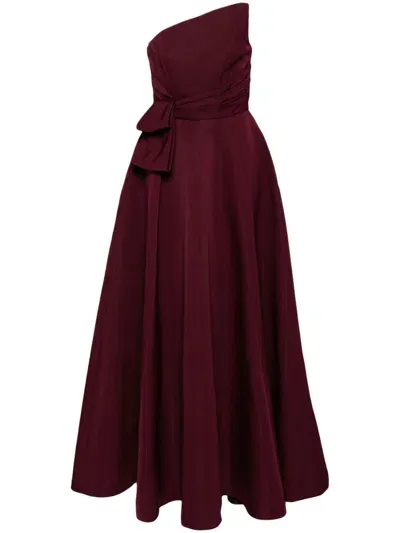 Amsale Faille Asymmetric Gown In Rot