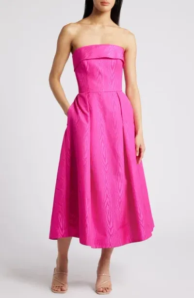 Amsale Midikleid Mit Falten In Rosa