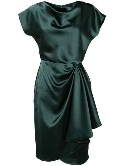 Amsale Satin Cowl Dress In Green