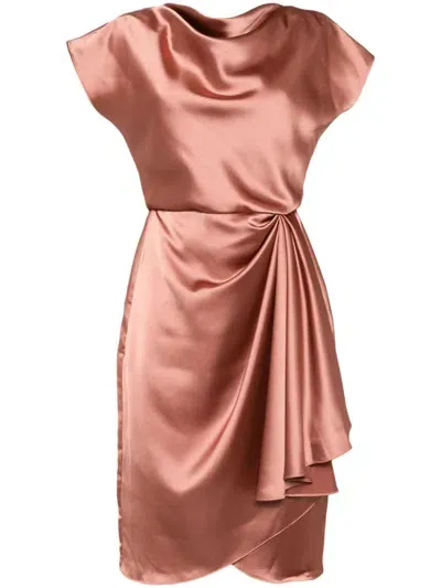 Amsale Satin Cowl Dress In Neutrals