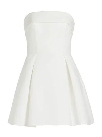 Amsale Women's Box-pleated Faille Minidress In Silk White