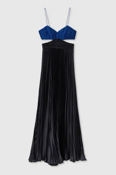 Amur Pleated Cut-out Maxi Dress In Navy