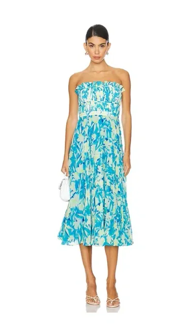 Amur Scottie Strapless Midi Dress In True Blue Pansy