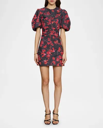 Amur Tanner Floral Puff-sleeve Mini Dress In Floral Breeze