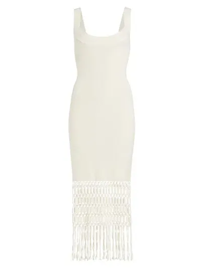 Amur Women's Archie Cotton Crochet Fringe Midi-dress In Off White