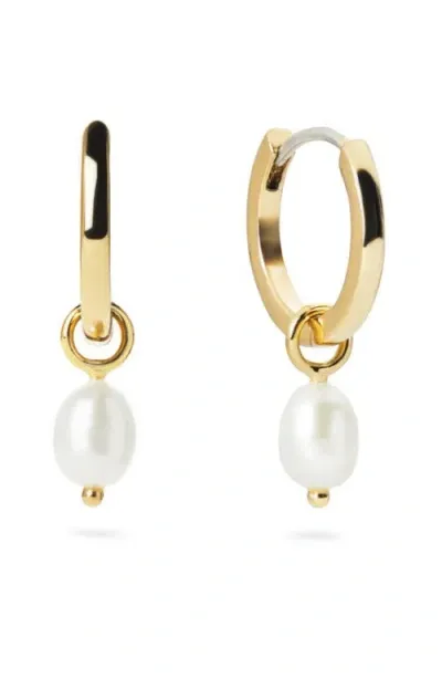 Ana Luisa Pearl Huggie Hoops In Gold