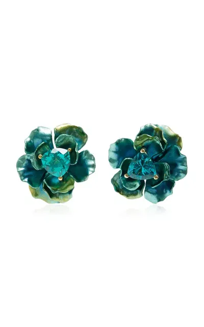 Anabela Chan Aurora Rose Aluminum; Tourmaline Earrings In Green