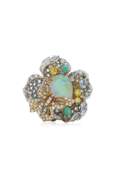 Anabela Chan Bloom 18k Gold; Rhodium Opal Ring In Multi