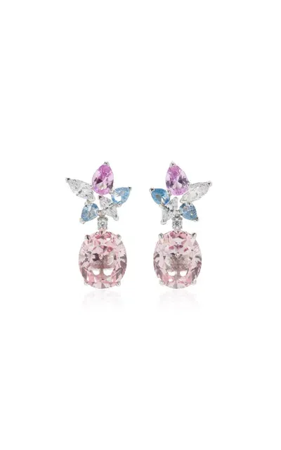 Anabela Chan Lily 18k White Gold; Rhodium Vermeil Sapphire; Diamond Earrings In Pink