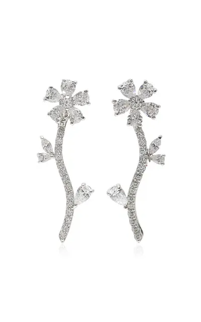 Anabela Chan Marguerite 18k White Gold Diamond Earrings In Metallic