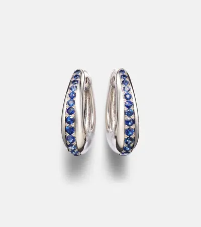 Ananya Chakra Icon 18kt White Gold Earrings With Sapphire In Blue