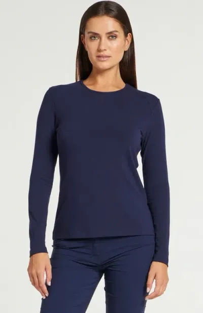 Anatomie Tony Pima Cotton Long-sleeve Top In Navy