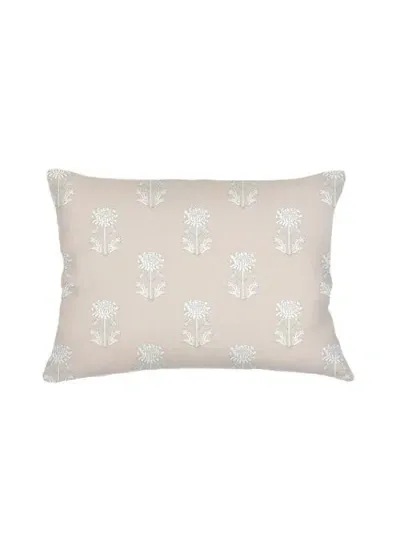 Anaya Block Print Linen Pillow Down Alternative Insert In Beige