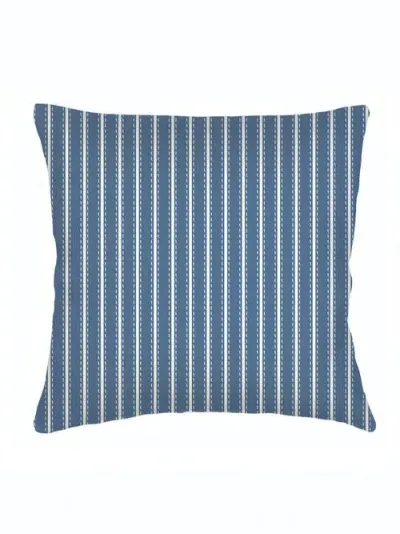 Anaya French Stripe Linen Pillow Down Alternative Insert In Navy Blue