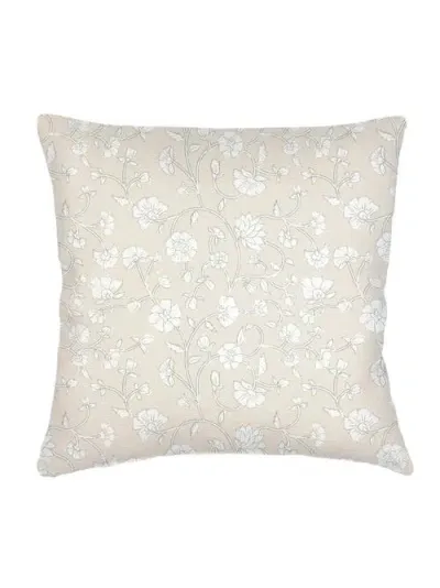 Anaya Jaipur Floral Linen Pillow Down Alternative Insert In Beige