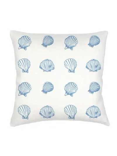 Anaya Shell Printed Linen Euro Pillow Down Insert In Blue