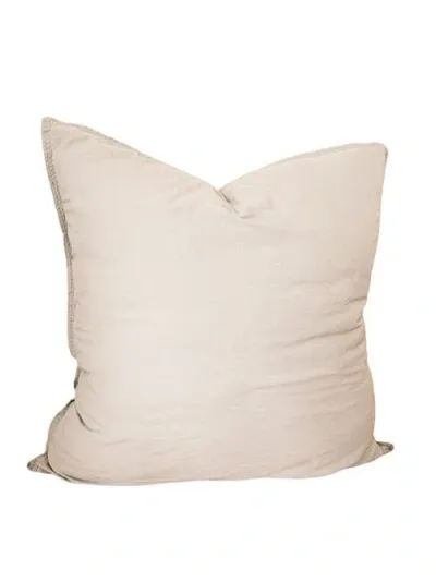 Anaya Stonewashed Cotton Percale Pillow Down Alternative Insert In Euro Almond Beige