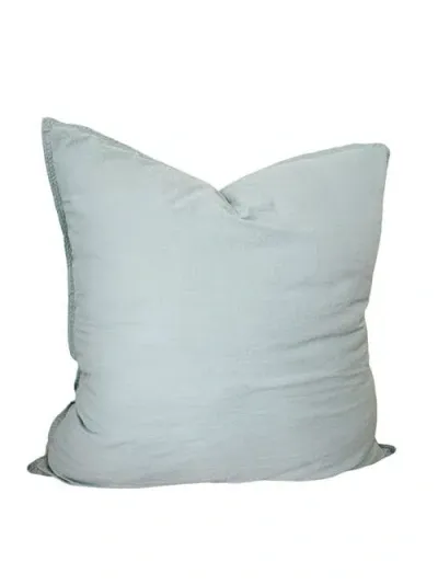 Anaya Stonewashed Cotton Percale Pillow Down Alternative Insert In Euro Aqua Breeze