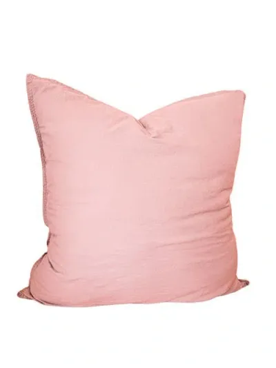 Anaya Stonewashed Cotton Percale Pillow Down Alternative Insert In Euro Blush Pink