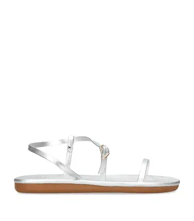 Ancient Greek Sandals Leather Niove Sandals In Silver