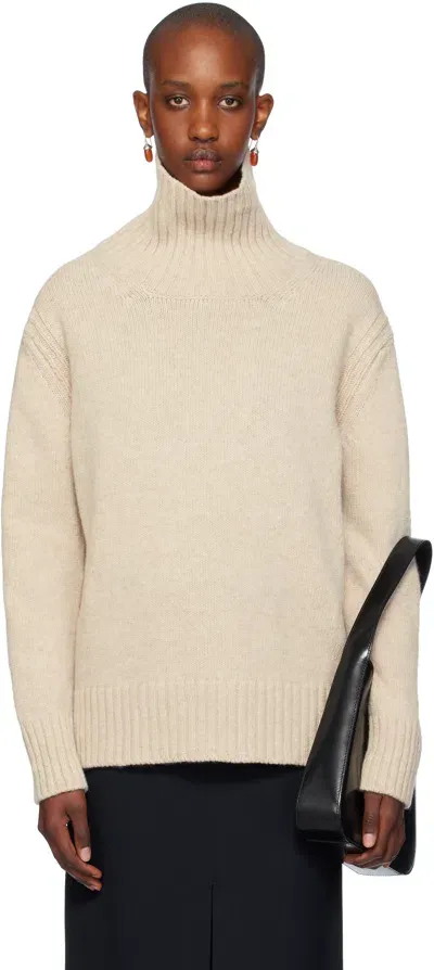 And-daughter Wool Turtleneck Sweater In Linen