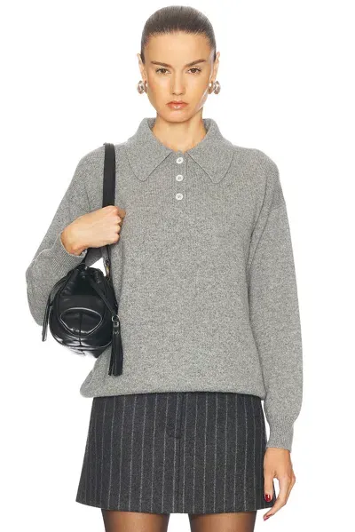 And-daughter Edith Plain Polo Sweater In Flannel Grey