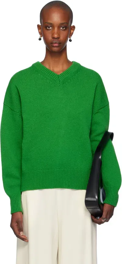 And-daughter Green Balla Slouch V-neck Sweater In Pagoda Green