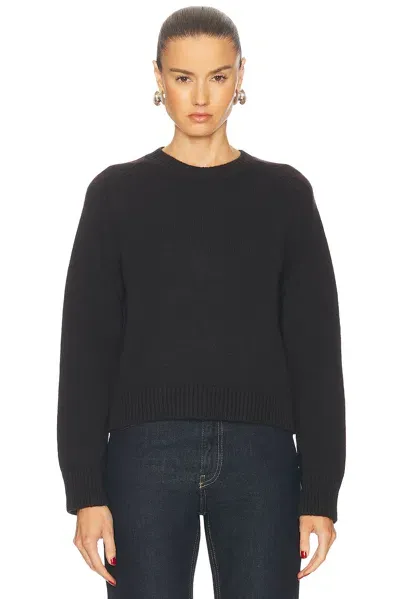 And-daughter Plain Saddle Sleeve Crewneck Sweater In Dark Brown