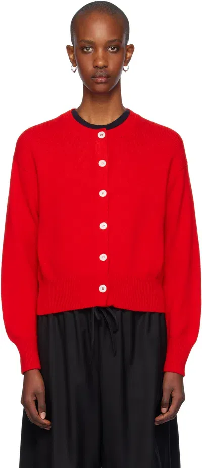 And-daughter Red Ada Crewneck Cardigan In Poppy Red