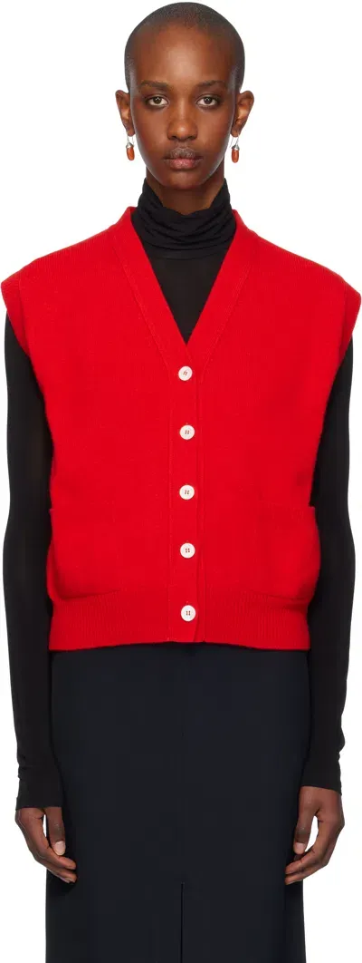 And-daughter Red Wexford Waistcoat Cardigan In Poppy Red