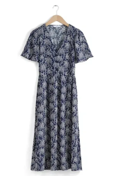 & Other Stories Floral Print Midi Dress In Goji Aop