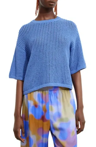 & Other Stories Open Stitch Cotton Sweater In Blue Medium