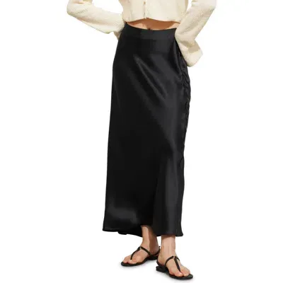 & Other Stories Satin Maxi Skirt In Black Dark