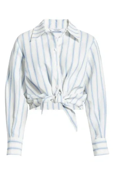 & Other Stories Stripe Tie Hem Button-up Shirt In Blue Light