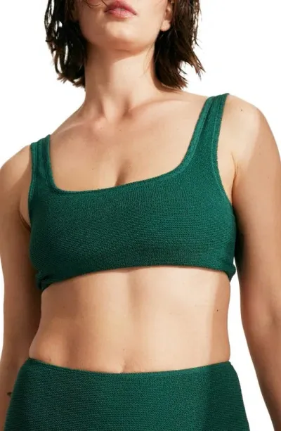 & Other Stories Textured Crop Bikini Top In Green Dark