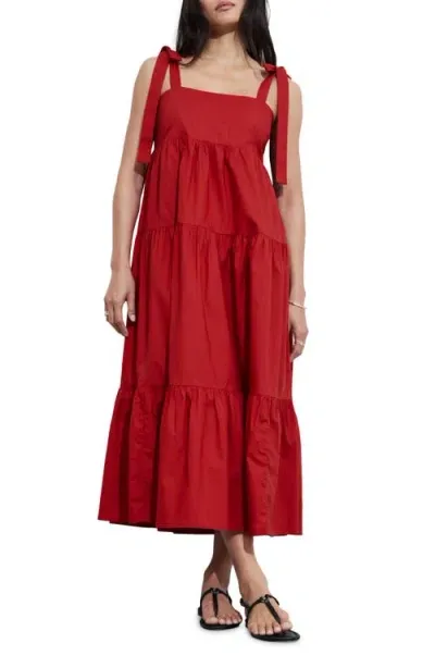 & Other Stories Tiered Cotton Sundress In Red