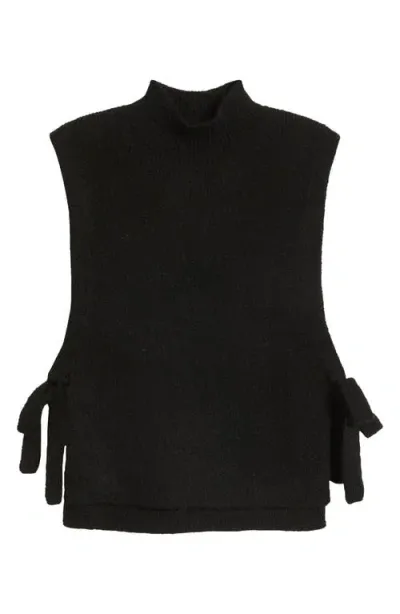 & Other Stories Wool & Mohair Side Tie Bib Vest In Black Dark