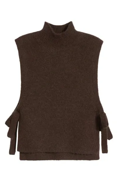 & Other Stories Wool & Mohair Side Tie Bib Vest In Brown Dark