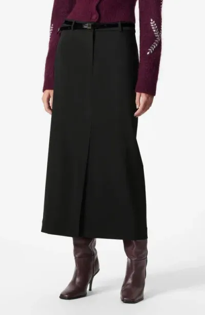 & Other Stories Wool Blend Midi Pencil Skirt In Black Dark