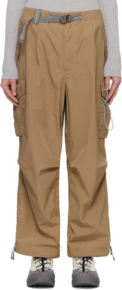 And Wander Beige Oversized Cargo Pants In Beige040