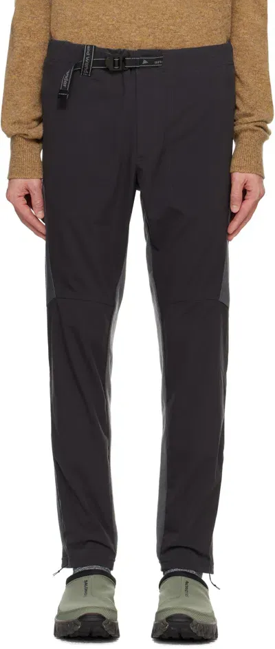 And Wander Black & Gray Fleece Base Trousers In Charcoal022