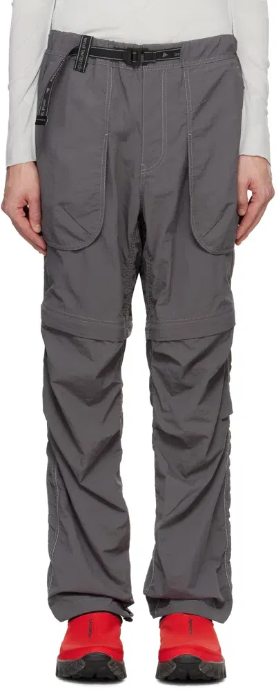 And Wander Gray Ny Taffeta 2way Cargo Pants In Charcoal022