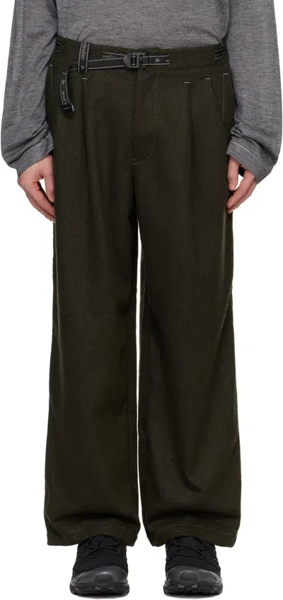 And Wander Khaki Rewool Tweed Wide Trousers In Khaki180